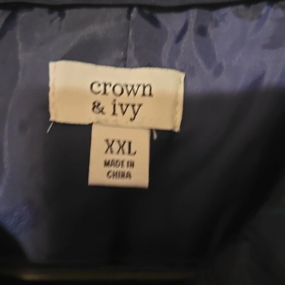 Crown & Ivy Women's‎ Quilted Topper Jacket Green Blue Size XXL